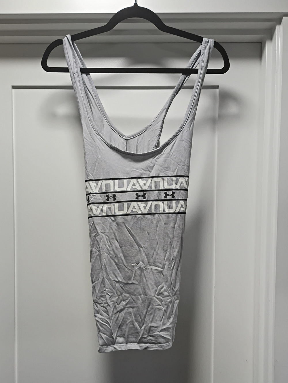 Under Armour Light Gray Racerback Tank with Logo Bands